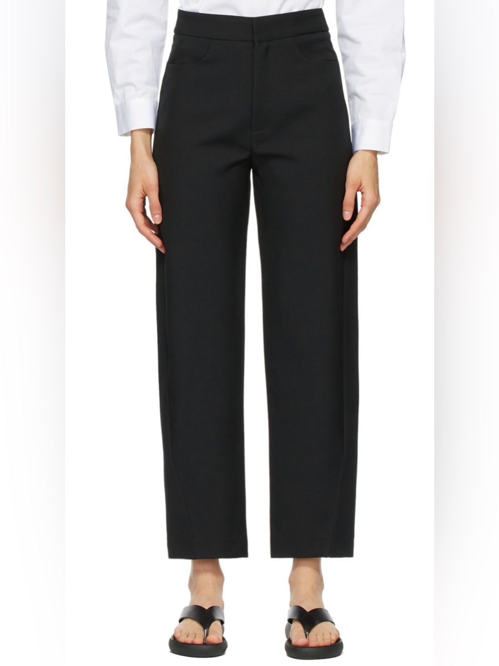 Toteme Novara Black Straight-Leg Trousers Xs